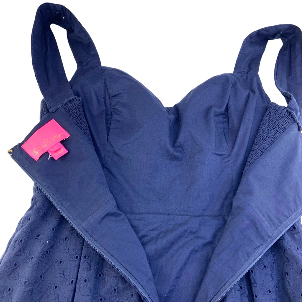 Lilly Pulitzer Cyndi Eyelet Sweetheart Fit and Flare Dress in Navy Blue - Picture 6 of 8